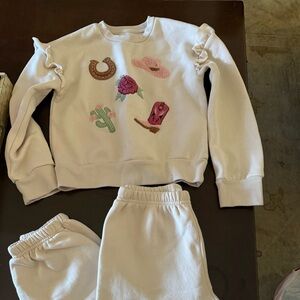 Kids Cream Matching Set with Embroidered Details